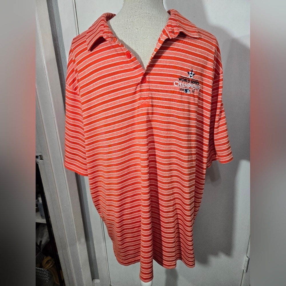 Columbia Striped Polo Shirt With Embroidered houston Astros Logo Sz XXL